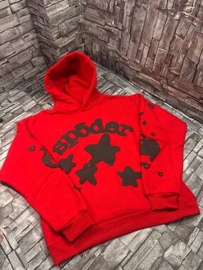 Red Beluga Sp5der Pullover Hoodie - Size Large